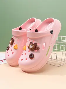 Women's Cute Bear Design Clogs, Casual Comfortable Non-slip Clogs for Summer, Female All-match Round Toe Slippers for Beach, Girl