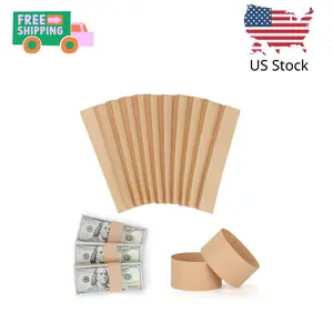 Money Bands 550 Pack Blank Natural Kraft Brown Cash Bands Self Adhesive Currency Straps