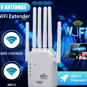 WiFi Extender 2025 1200Mbps Dual Band 5GHz/2.4GHz with 6 Antennas Ethernet Port Easy Setup for Home Network Adapter Wide Coverage Stable Signal Secure WiFi 6 Repeater