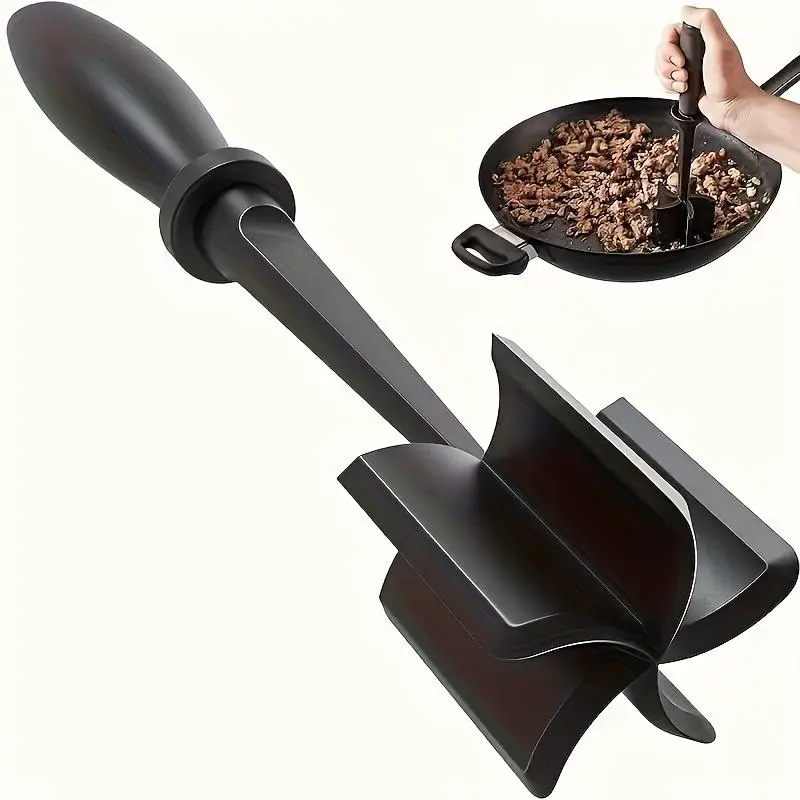 Heat Resistant Handheld Meat Chopper, Manual Non-stick Hamburger Salad Masher, Kitchen Gadgets for Ground Beef, Burger Grinding Potato, Utensils, Vegetable Chopper, Cooking Tool, Durable Kitchen Tool