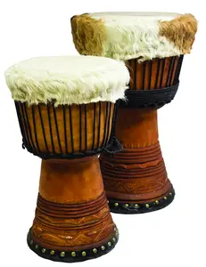 Terre New Djembe Master Senegal Style with Hair, 20" tall 11" head, 24" tall 12.5-13" head