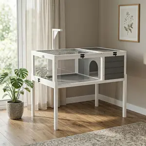 Reptile Habitat Tortoise House with Lamp Holder Large Observation Window 2 Waterproof Trays Detachable Legs Easy to Clean Wooden Enclosure for Turtles Lizards Geckos and Small Pets Indoor Outdoor Use