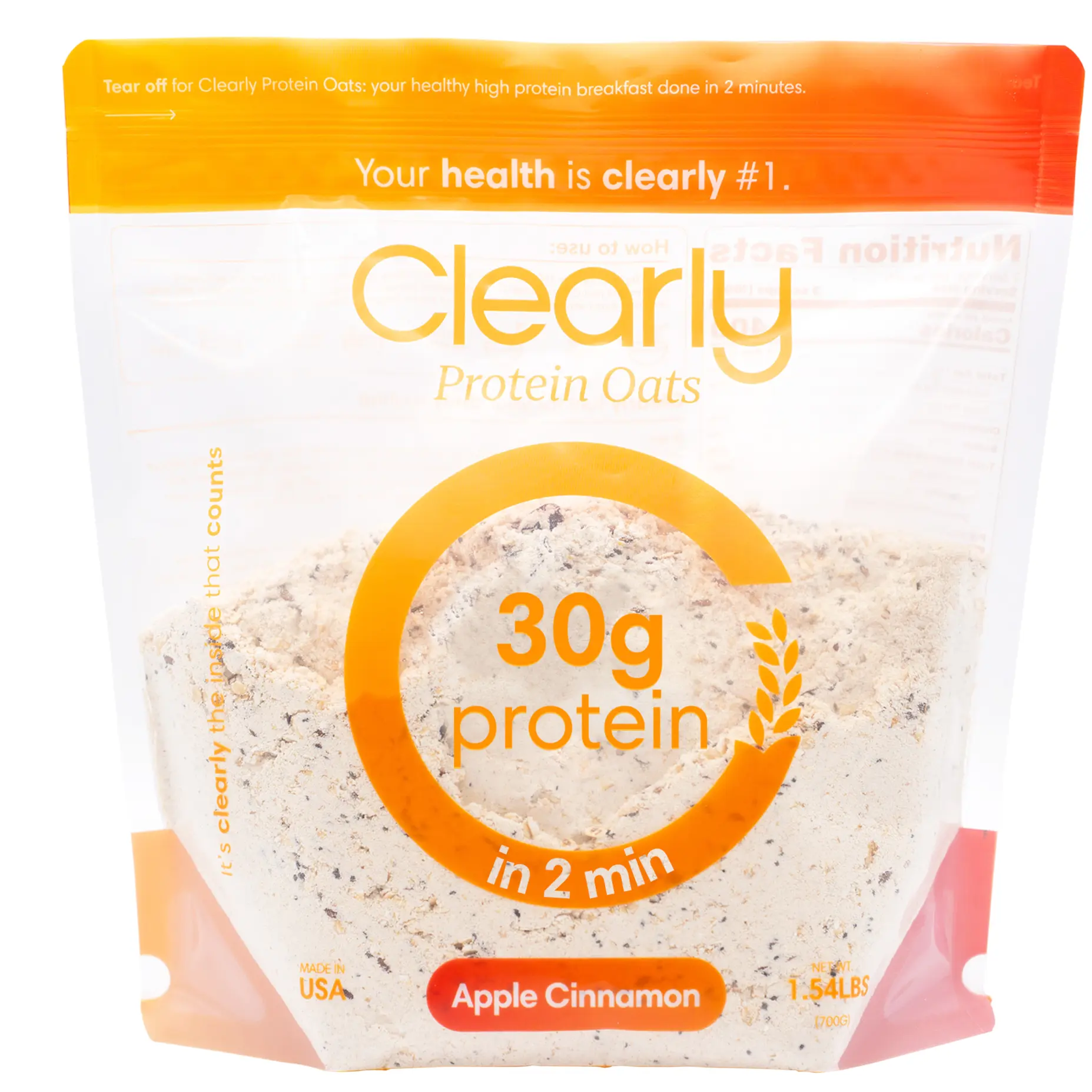 Clearly Protein Oats – 30g Protein Instant Oatmeal, Complete Breakfast, Gluten Free Organic Oats, Real Fruit and Seeds, Healthy Food and great for Snacks, High Protein