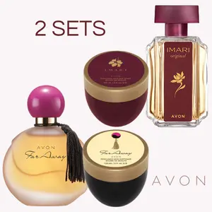 Far Away & Imari. Perfume and Skin Softener. Set of 4