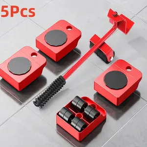5Pcs/set Heavy Furniture Moving Transport Heavy Duty Roller Set New Style Furniture Mover Roller Wheel Bar Removal Lifting Tool Suit
