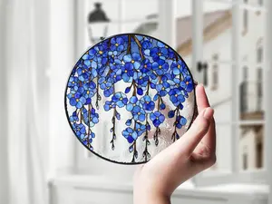Forget Me Not Suncatcher with Name – Personalized Memory Gift, Meaningful Window Hanging Decor