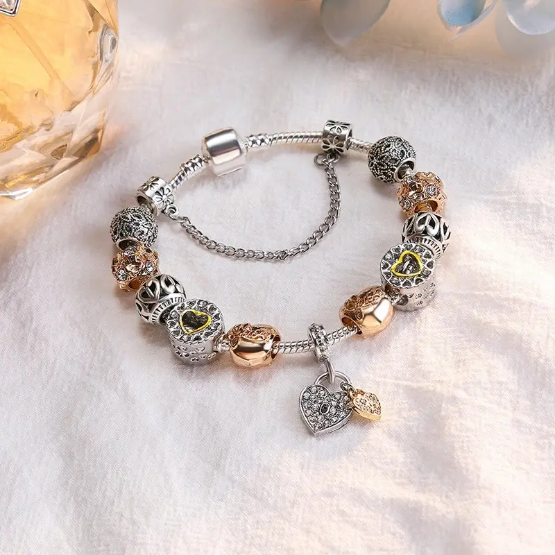 Heart Shaped Fashion Bracelet for Women, Pave Zircon Copper Charm Jewelry for Anniversary Gifts & Daily Wear, Heart Shaped Bracelet