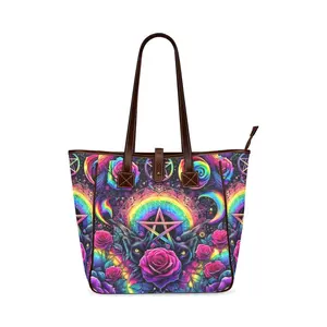 Witchy Rainbow Print Tote Bag,women's purse,ladies bag,