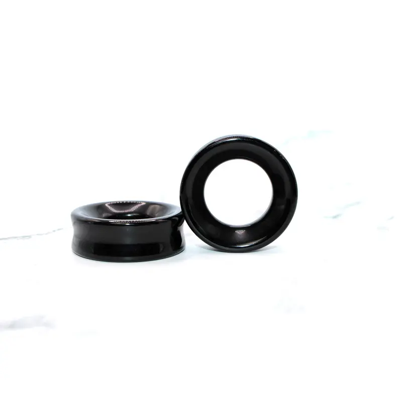 Black Obsidian Double Flare Tunnels for Gauged Ears