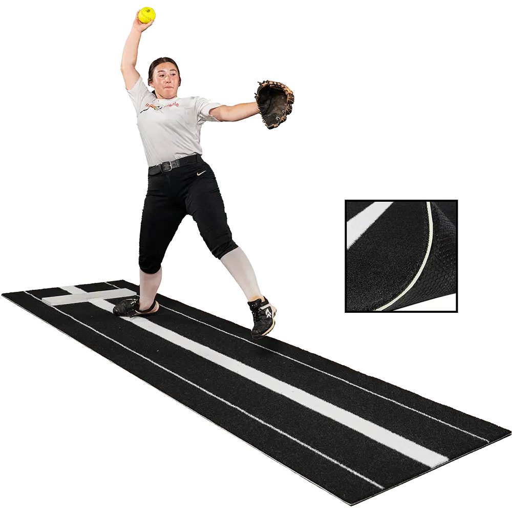 3 × 10 Elite Softball Pitching Mat - Black