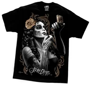 Men's Dga David Gonzales Skin Deep Lowrider Chicano Art Printed T-Shirt - Oversized, Loose, Comfortable, Unisex, Polyester-Cotton Fabric, Casual Medium Top
