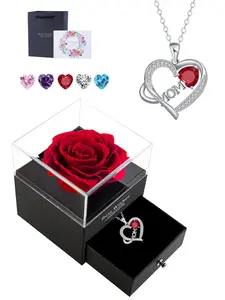 Mom Necklace Gift for Mom, Heart Pendant Necklace, Mother's Day Christmas Jewelry Gift with Box, Elegant Copper Plated