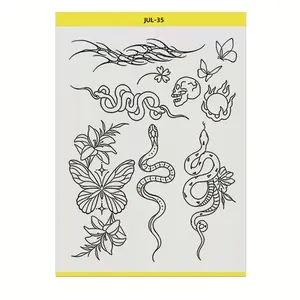 1 Roll Tattoo Transfer Paper Stickers - Pre-Drawn Floral & Line Art Designs for Tattoo Artists, Reusable Temporary Tattoo Stickers with Intricate Patterns  - No Inkjet Needed, Easy Application for Body Art, Tattoo Supplies, Sticker Tattoos, Tattoo Stencil