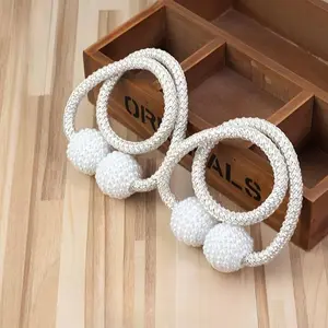 Pack of 2, housewarming gifts, imitation pearl buckle curtain straps, polyester fiber buckles, bedroom living room curtain fixing straps, essential for home decoration, long-lasting and durable home decorations, suitable for Halloween and Christmas gifts