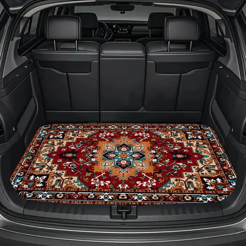Universal Durable Car Trunk Pad Pink Flame Starry Sky Background Retro Pattern Trunk Pad Durable Comfortable and Beautiful Car Interior Accessories