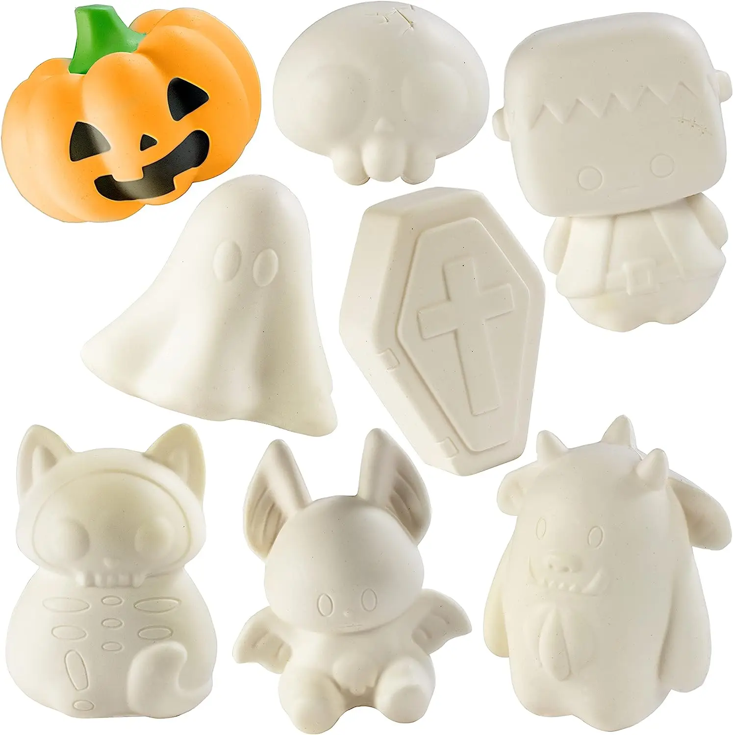 DIY Spooky Squishy Toy 8-Pack - Jumbo Kawaii Scented Slow-Rising Mochi Squishies - Stress Relief Toys, Trick-or-Treat Favors, Gifts for Kids/Adults, Fun to Decorate - Host Your Own DIY Activity