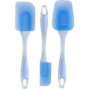 Wilton Easy Flex Silicone Spatula Set-Versatile Tools for Mixing, Folding, Scraping, Cooking, Frosting and Serving, Blue, 3 Pieces