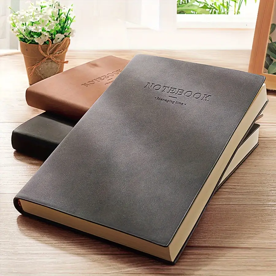 A5 Ultra-Thick Notebook, 360 Pages, Premium Eye-Friendly Paper, Soft Water-Resistant Cover, Personalized English Text, Included Sticky Notes - Vintage Office Stationery for Students, Journaling