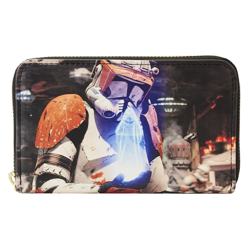 Loungefly Star Wars Episode III Revenge of the Sith Printed Vegan Leather Wallet, Zip Around with Card Slots and ID Window, Wallet Dimensions