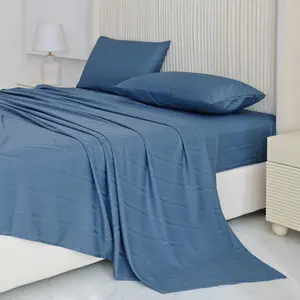 CANSUNCH 4-Piece Satin Jacquard Bedding Set - 16" Deep Pocket Fitted Sheet, Flat Sheet, 2 Pillowcases, Soft Microfiber Luxury Hotel Quality, Wrinkle & Fade Resistant, All-Season Linens