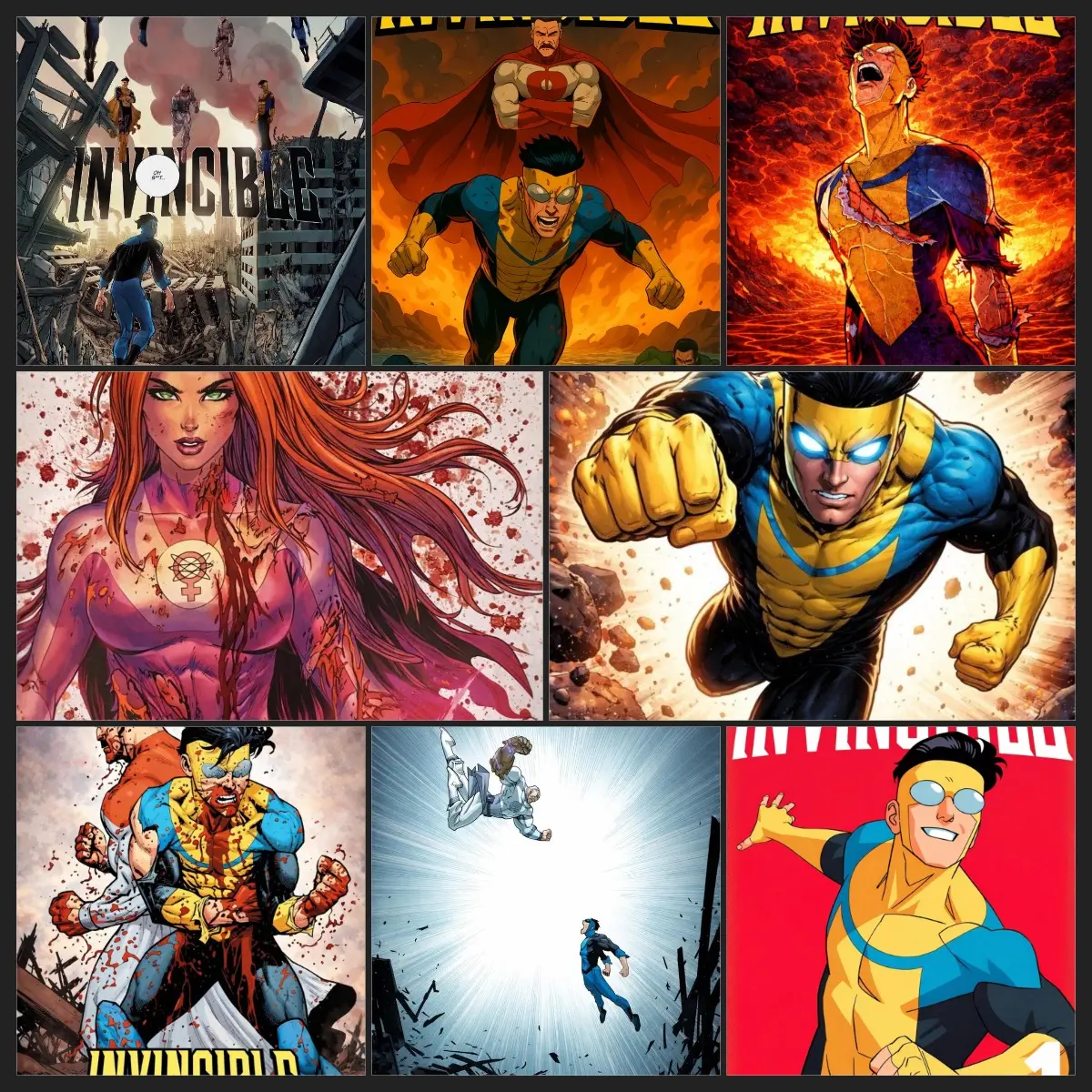 Invincible Hero Canvas Wall Art, Abstract Superhero Portrait Print ...