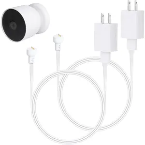 2Pack Power Adapter Compatible with  Nest Cam Outdoor or Indoor,  - 6.5ft/2m Weatherproof Outdoor Charger  Power Your Camera Continuously- White