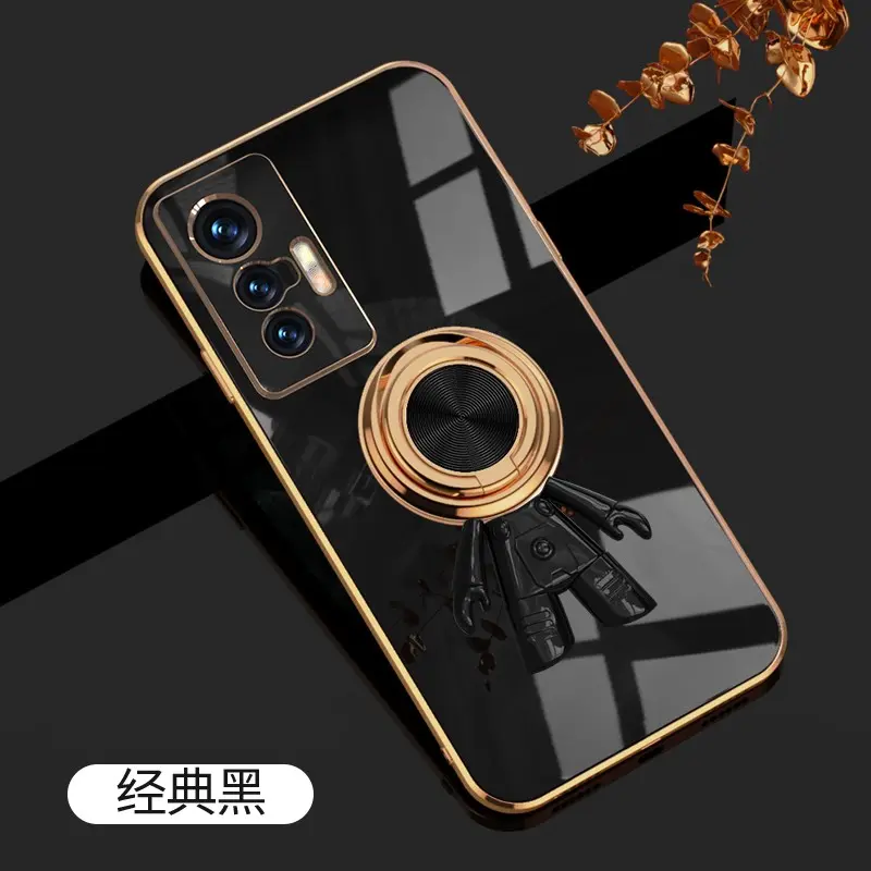For VIVO X70Pro 6D Astronaut Electroplated Ring Stand Phone Case HNTKR-0196
