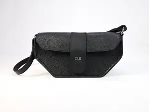 DUE Los Angeles Luna Baguette Hand-Stitched Pebble Leather Bag with Magnetic Flap Closure and Open Compartment for Day to Night Use