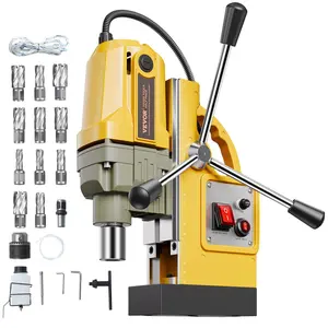 VEVOR Magnetic Drill, 1400W Motor 1.6 in Boring Diameter, 2810 lbf Portable Electric Mag Drill Press, with 11 Coring Bits, 800 RPM Speed, Drilling Machine for Metal Surface, Home Improvement Industry