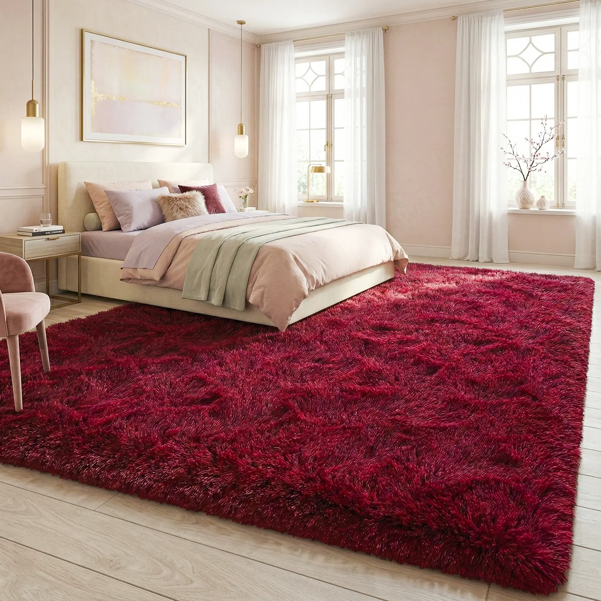 BOOPBEEP Soft Modern Indoor Large Shaggy Rug, For Bedroom Living Room Dinning Room Dorm, Home Decoration, Non-Slip Plush Fluffy Area Rugs, Comfy Accent Floor Carpet ,Room Decor