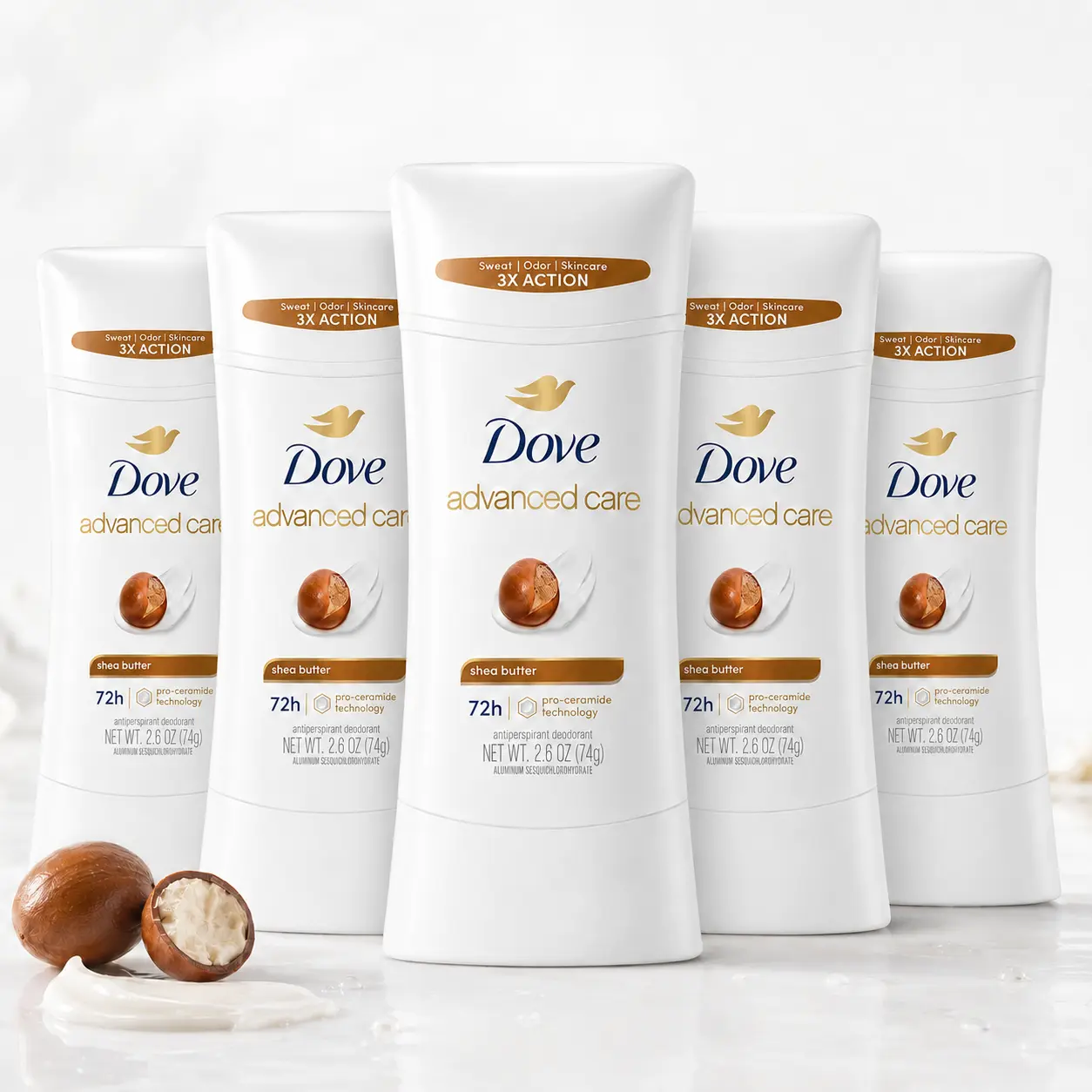 Dove Advanced Care Shea Butter Deodorant Stick 2.6oz | Women's Antiperspirant 72-Hour Sweat and Odor Protection with Pro-Ceramide Technology for Soft Underarm Skin