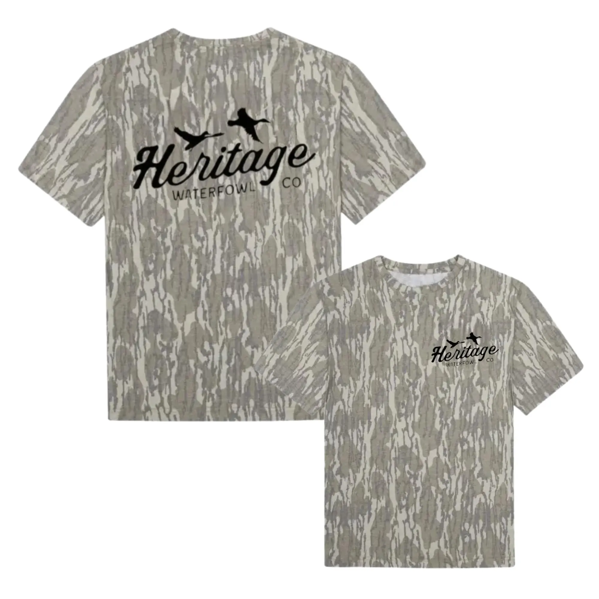Mossy Oak Camo Heritage Waterfowl T-Shirt, Waterfowl Graphic Tee, Mallard Shirt, Oversized T-Shirt for Men & Women, Gift for Dad, Gift for Him