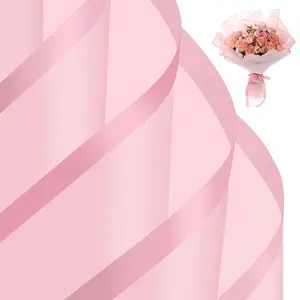 25 Sheets Pink Flower Bouquet Wrapping Paper, Waterproof Floral Wrapping Paper Florist Supplies for Easter Mother's Day Birthday Party Favor Gift Box Packaging DIY Crafts