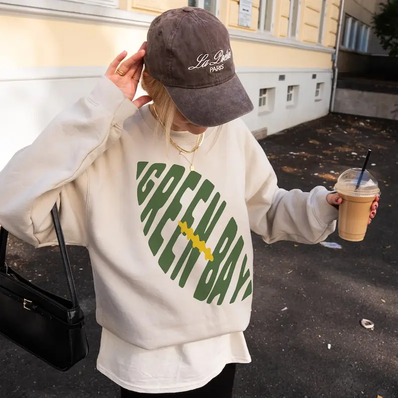 Green Bay Football T-Shirt/Sweatshirt Retro Unisex Gold and Green Game Day Apparel Crewneck Shirt