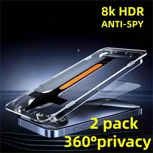 Privacy Screen Protector for iPhone Anti-spy Tempered Glass HD 360° Privacy Compatible with iPhone 17 15 14 13 promax