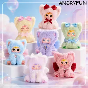 ANGRYFUN Kawaii Plush Angel Cat Doll Blind Box with Wings , Bow and Pearl Necklace – Soft Stuffed Animal Toy Gift for Kids, Girls and Collectors, 7 Colors