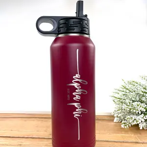 Alpha Phi Script Est. 1872 Water Bottle