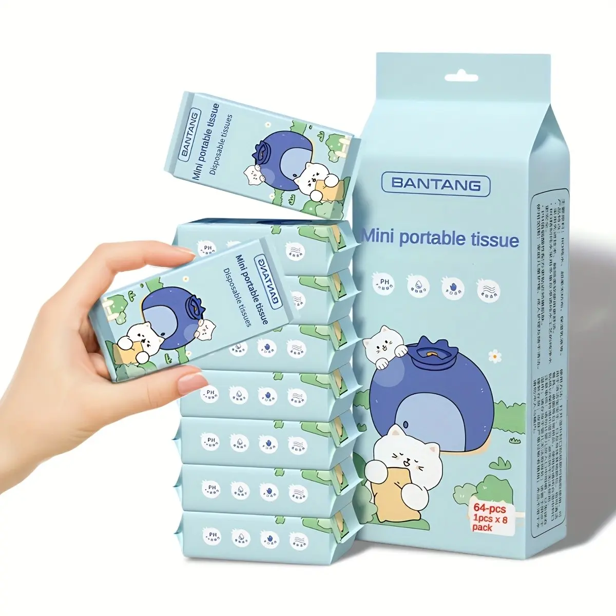 Portable Mini Pure Wet Wipes, Ideal for Effective Cleaning Various Surfaces Tables, Stoves, Floors, Easy to Use and Carry, Essential Multi Use Home and Travel Cleanliness Product, Convenience
