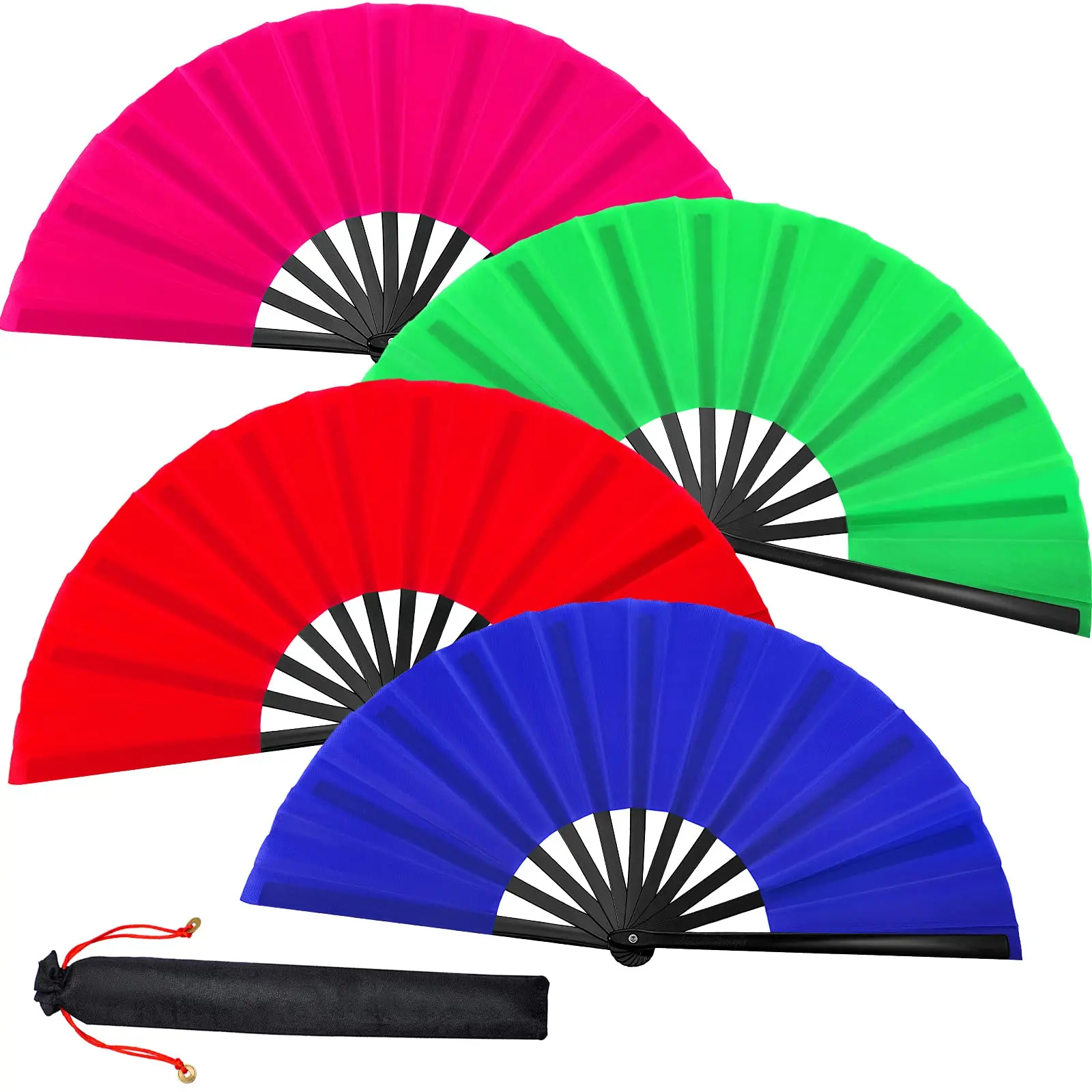 13" Foldable Plastic Hand Fans (2/4-Piece Set) - Lightweight Bulk Clapping Popping Fans for Women, 24 inches Option, Ideal for Birthday, Graduation, Role Play, Home Decor Gifts, 13" Size