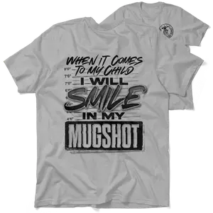 Mugshot Heather Gray T-Shirt Jersey Men's 30-Day Guarantee Quality Cotton/Poly Blend with Blue Collar - Menswear, Top Apparel Streetwear, Graphic Tees