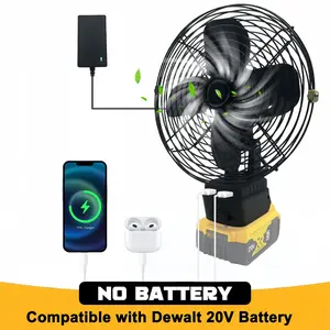 Portable Cordless F-an for Dewalt 20V Battery, Cordless Works Fan Ba-ttery Powered F-an,20W 3500RPM Brushless Motor Fan with Low Voltage Protection,USBPort for Industrial,(No Battery)
