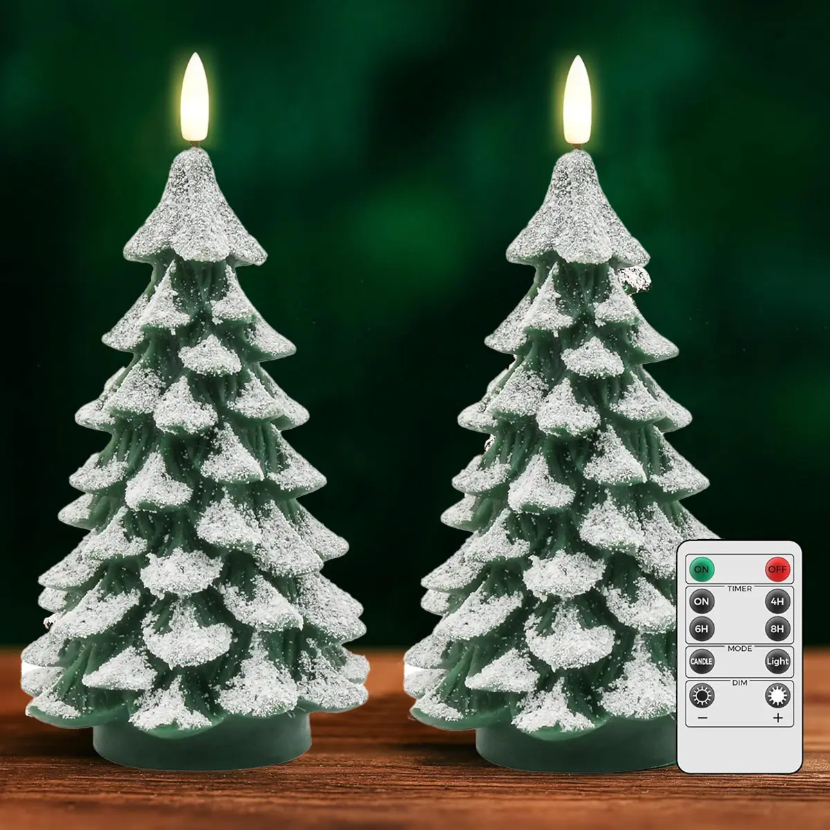 Christmas Tree LED Candle – 7.48 Inch Real Wax Flameless Pillar with Remote & Timer, Battery Operated Flickering Snowflake Design, Safe Holiday Decor for Mantle Table Window Xmas Gift (1 Pack, Requires 2 AA Batteries)