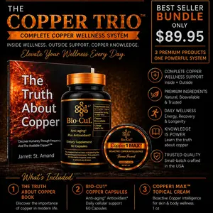 Bio-cu1 "Copper Trio Bundle" - Copper Focus Supplement (Dietary Capsule Form), Healthcare Skincare Cream, and Science & Natural Sciences Book