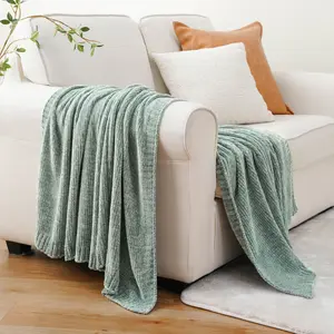 BATTILO Chenille Throw Blanket for Couch, Throw Blanket for Home Decor, Chenille Knit Throw Blanket, 51"x67"
