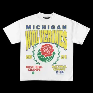 2024 MICHIGAN WOLVERINES ROSE BOWL CHAMPS VINTAGE TEE, COOL GIFTS FOR FOOTBALL FANS TOP