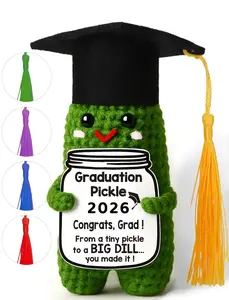 Graduation Pickle Funny Handmade Crochet Grad Gifts for Him Her - Cute Congrats Class of 2026 High School College Graduation Gifts with 5 Color Tassels