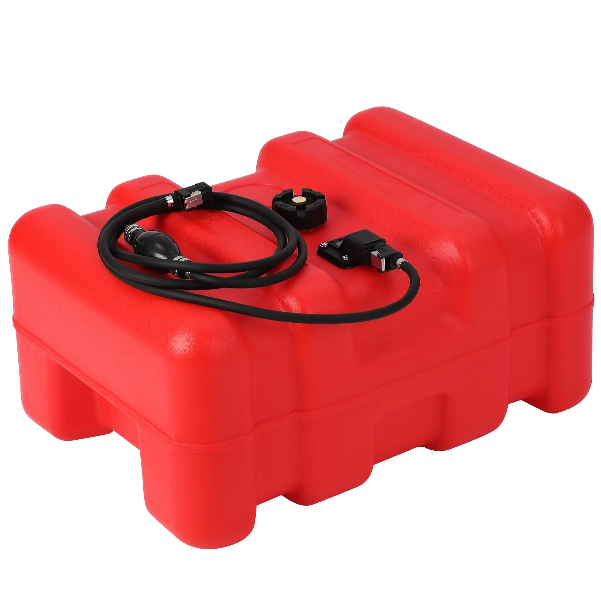 12 Gallon Marine Fuel Tank with Fuel Line & Pump, Portable Outboard Boat Gas Tank with Gauge