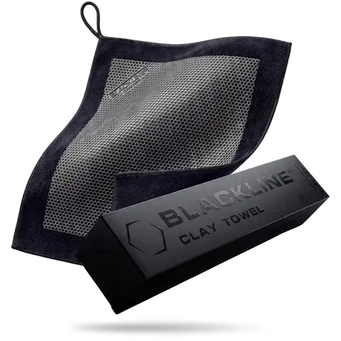 BLACKLINE Clay-Bar Effect Microfiber Car Towel - 12x12in Brushed Absorbent Detailing Cloth, Auto Accessory with Fine Polymer for Debris Lift, Tar & Sap Removal, 12in Coverage for Paint/Glass Decontamination, Wipes+Polish Edge