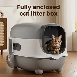 A Spacious Litter Box for Cats That Is Completely Covered, Prevents Spills, Convenient to Store And Set Up, Can Accommodate Cat Litter, Comes with a Scoop, And Is Easy to Clean - Ideal for Small to Medium Cats