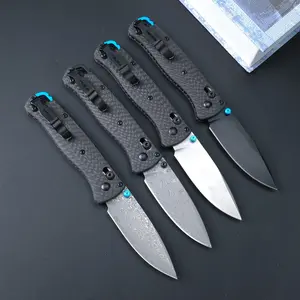 535 portable folding knife, carbon fiber handle, Damascus steel and S90V high hardness corrosion-resistant blade, suitable for outdoor camping, driving, fishing, it is an EDC portable tool, cutting tool, and a great gift